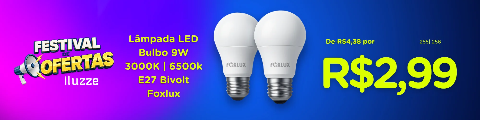 Lampada Led Bulbo 9W 3000K Bivolt Foxlux | Desktop