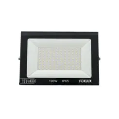 Refletor Led 100W 6500K 7500LM IP65 Preto Bivolt Foxlux