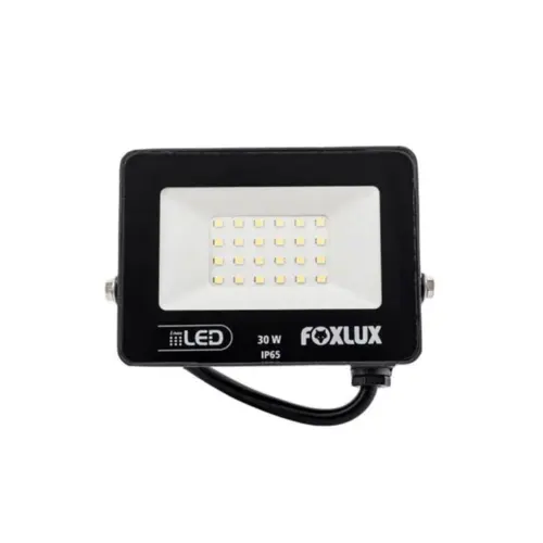 Refletor Led 30W 3000K IP65 Preto Bivolt Foxlux