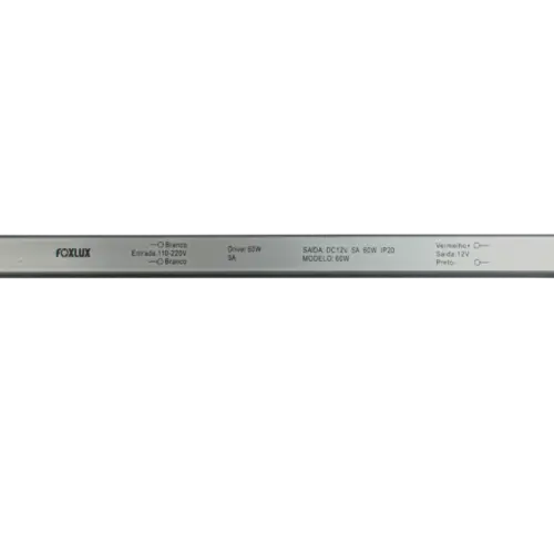 Fonte Driver Slim 60W 12V 5A Bivolt Plugin Foxlux