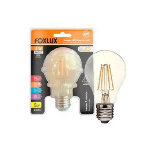 Lampada Filamento A60 Bulbo 4W E27 DMZ 220V Foxlux