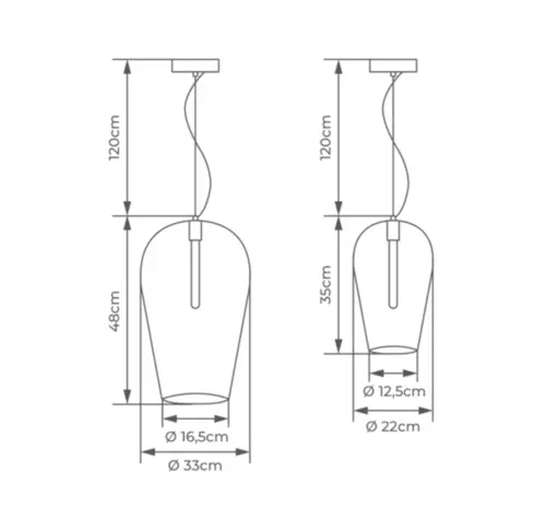 Pendente Tazza 1Xe27 Fume Cromado 33cm Orluce
