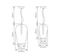 Pendente Tazza 1Xe27 Fume Cromado 33cm Orluce