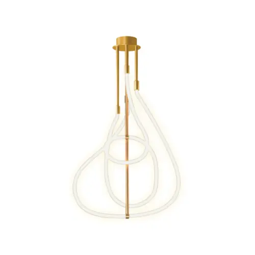Lustre Scribble Linea 80W Led Dourado 3000K Orluce