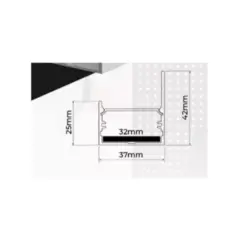 Perfil Sobrepor Sanca Preto Difusor Branco 1M Luminatti