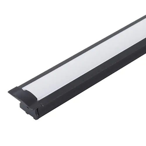 Perfil Embutir Preto Difusor Branco 1M Acrilico Luminatti