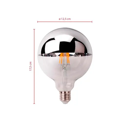 Lampada Led Balloon Filamento Defletora Cromada 4W Luz Ambar Bivolt Luminatti