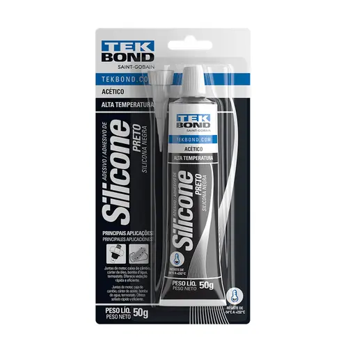 Adesivo De Silicone Acetico Preto Alta Temperatura 50g Blister Tekbond