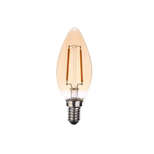 Lampada Led Vela Filamento 2W Ambar E14+E27 Bivolt Luminatti