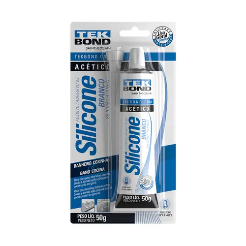 Adesivo De Silicone Acetico Branco 50g Blister Tekbond