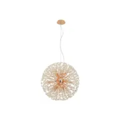 Pendente 80cm E14×24 Metal+Cristal Rose Cabo:2M
