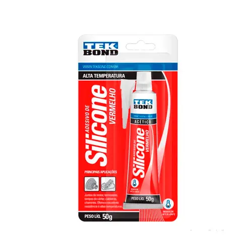 Adesivo De Silicone Acetico Vermelho Alta Temperatura 50g Blister Tekbond