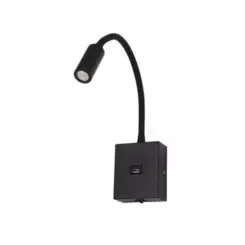Arandela Led Evy 3W Preta IP20 Bivolt Nordecor