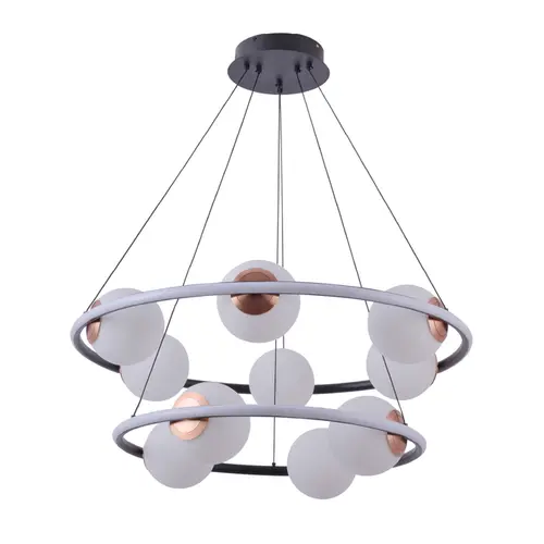 Pendente Led Hoop Duo 10xE27 86W 3000K 15CM Preto e Cobre Nordecor
