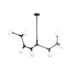 Pendente Articulavel Bheo 2023 7xG9 Metal Preto Vidro Leitoso Nordecor