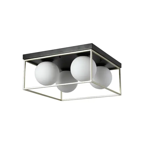 Plafon Cubo Globo 4xE27 15CM Ouro e Preto Nordecor
