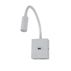 Arandela Led Aine 3W 3000K USB 2,1A Branco Nordecor
