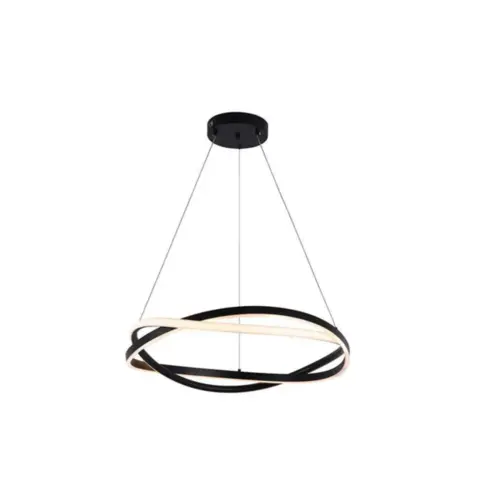 Pendente Led Euni Odi 60Cm 58W 3000K Preto Nordecor