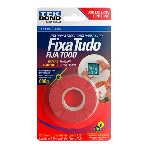Fita Acrilica Dupla Face Ext 19mmX2m Blister Tekbond