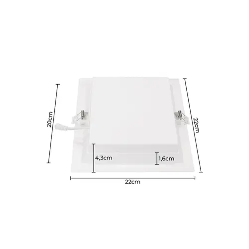 Painel Led Kais Embutir 18W 3000K 22x22 Branco Nordecor