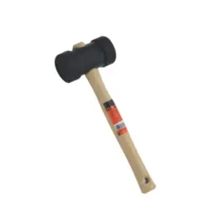 Martelo de Borracha Preto 60mm Com Cabo de Madeira Famastil
