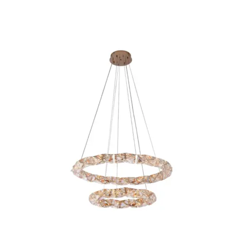 Pendente Led Cristal Kazy 53/80Cm 62W 3000K 2883 Ouro Brilho Nordecor