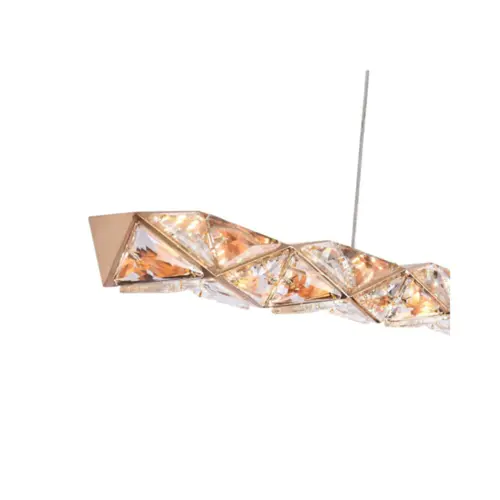 Pendente Led Cristal Kazy Ori 90Cm 14W 3000K Ouro Brilho Nordecor