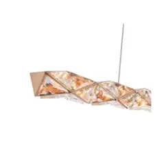 Pendente Led Cristal Kazy Ori 90Cm 14W 3000K Ouro Brilho Nordecor