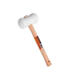 Martelo de Borracha Branco 60mm Com Cabo de Madeira Famastil