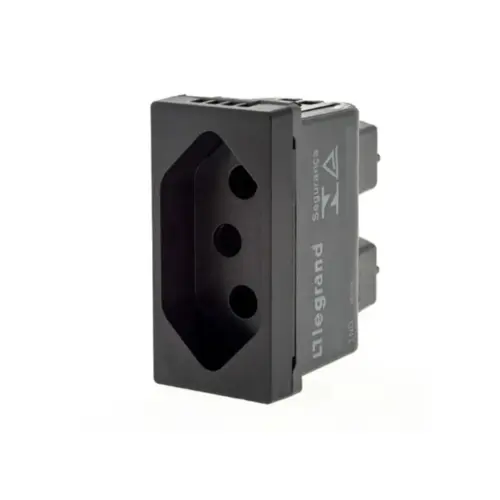 Modulo Tomada 2P+T 20A 250V B. Parafuso Preto Pial Plus + Legrand