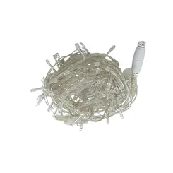 Pisca Pisca Cordao 100LEDs Fio tranparente 110v Fixo Branco Quente