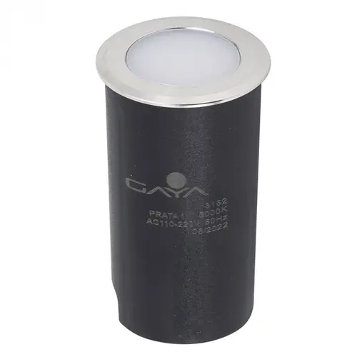Embutido de Solo Chao Led Cob Redondo Externo 1W 3000K  4,8x8,2cm / Nicho 4cm Prata Bivolt Gaya