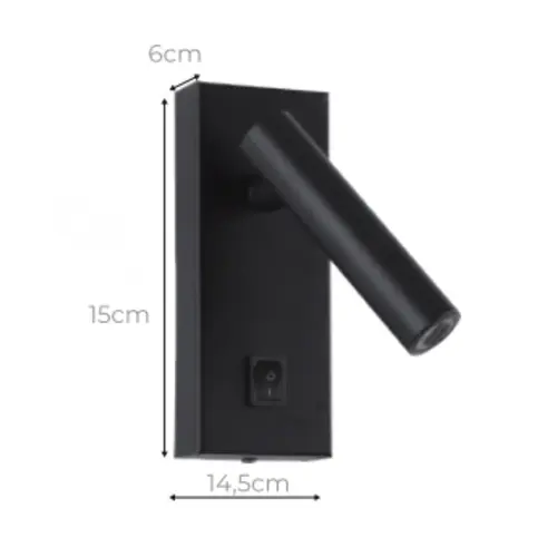 Arandela Led Leya Direcionavel 2W 3000K Preto Bivolt Gaya