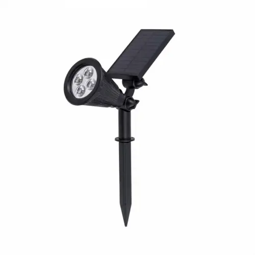 Espeto de Jardim LED Para Energia Solar Externo 6500K 2W 25x6x20cm Preto Gaya