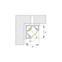 Perfil De Sobrepor Canto Linear Corner 30ºou 60° 9,6W/M 2700K 970Lm 12VDC SLED 9080 MisterLED