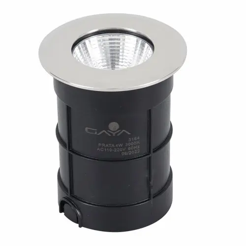 Embutido de Solo Chao Led Cob Redondo Externo 4W 3000K Cromado/Preto Bivolt Gaya