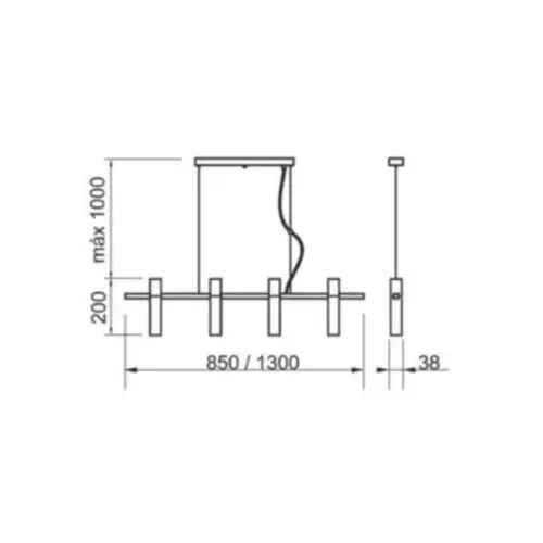 Pendente Cravo 4xMr11 38X850X200Mm Bt Bt 1Br Usina