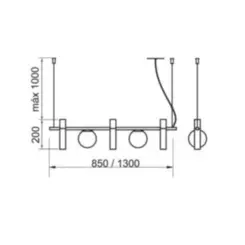 Pendente Miscela 5 Mr11/ 4xG9 38X1300X200Mm Ch Pt Pt Fc 1Pt Usina