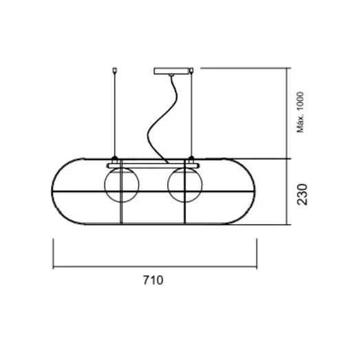 Pendente Submarine 240X710X240Mm 2xG45 Pt Pt Ab 1Pt Usina
