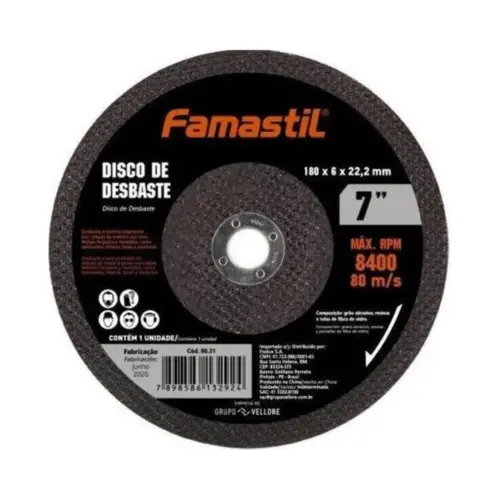Disco De Desbaste 7 180X6X22,2MM Famastil