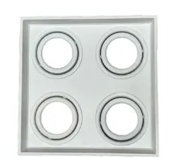 Spot Hub Micro Borda Recuado Quadrado 4 x AR70 - GU10 Branco Aluminio Luminatti