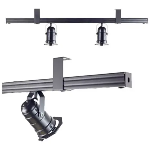 Trilho Perfilado com 2 Spots Cênicos PAR 20 - PRETO - 0,97cm - TRYBO