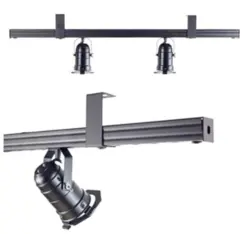 Trilho Perfilado com 2 Spots Cênicos PAR 20 - PRETO - 0,97cm - TRYBO