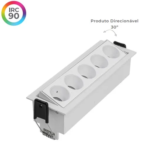 Spot Downlight Embutir Powerus Direcionável 35° 5 Led´s 10W 3000K 884lm Irc>90 REF.6734  Branco Nord