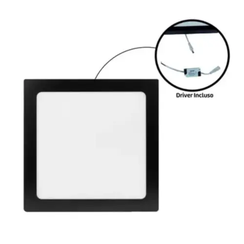 Painel Led Embutir 18W Quadrado 22x22 4000K Preto Bivolt Foxlux