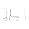 Pendente Snooker 140X1400X200Mm 4xG45 Bt Bt Fc 1Branco Usina