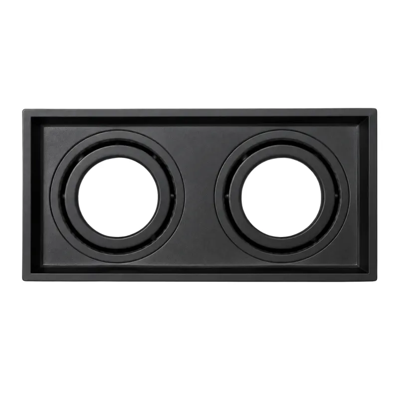 Spot Hub Micro Borda Recuado Retangular Duplo 2xPar20 Preto Aluminio Luminatti