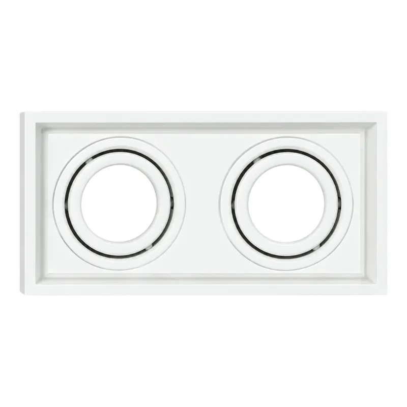 Spot Hub Micro Borda Recuado Retangular Duplo 2x Par20 Branco Aluminio Luminatti
