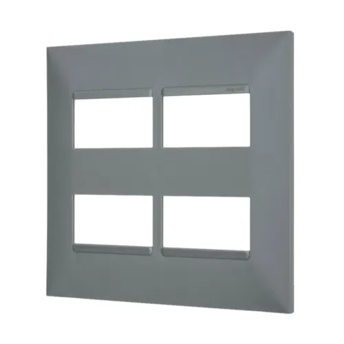 Placa 2+2 Postos Separados 4X4 Cinza Pial Plus + Legrand