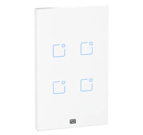 Interruptor Inteligente Smart Home 4 Teclas Touch Wi-Fi + Rf 4X2 Branco Weg Home